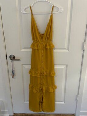 Mustard Yellow Ruffle Maxi Dress